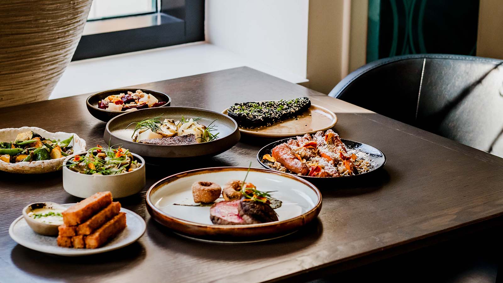 Spread of local, seasonal dishes at The Courtney Room